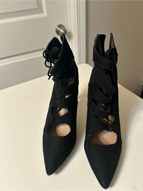Mix No. 6 Black Strappy Pointed Stiletto Heels